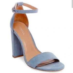 Merona Light Blue Faux Suede Heels with Ankle Strap